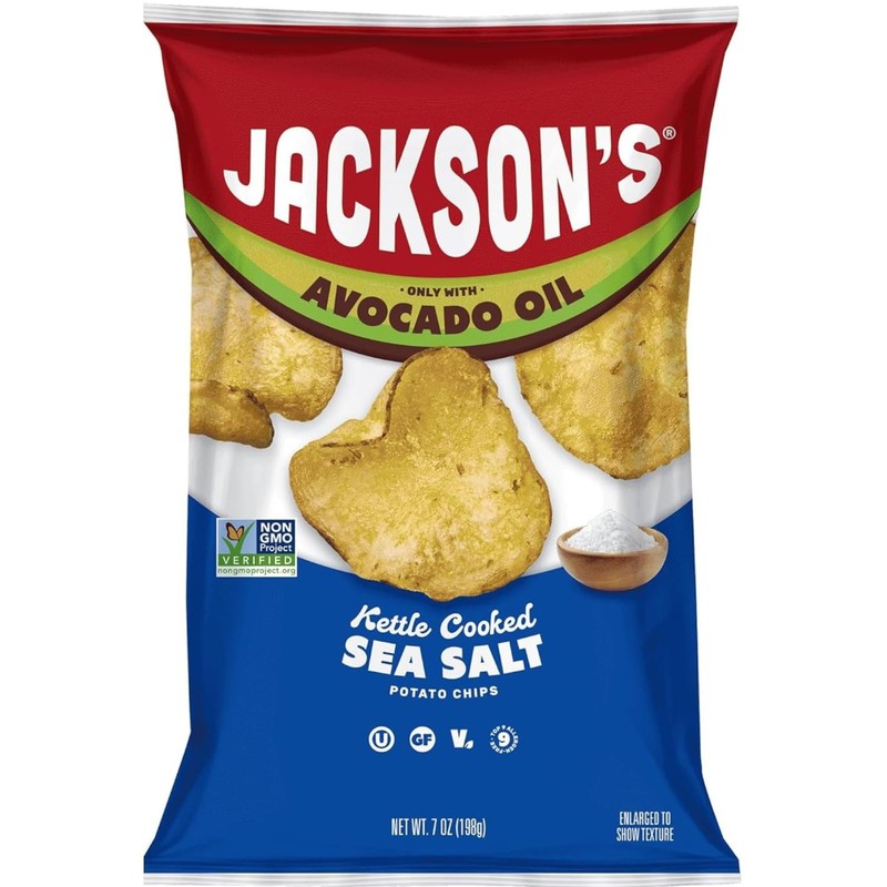 Jackson’s Potato Classic Kettle Chips with Sea Salt 7oz, Pack of 6 Made with…