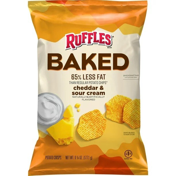 Ruffles Baked Potato Chips CHEDDAR & SOUR CREAM Crisps 6.25Oz 1 Bag