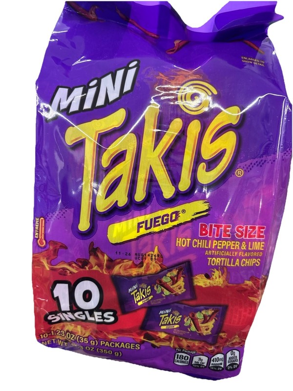 Takis Fuego Mini Hot Chili Pepper & Lime Tortilla Chips 10 Singles 12.3oz