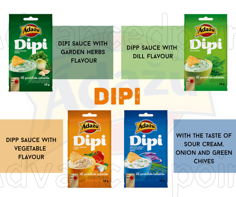 Ādažu Latvian Potato Chips Combo 4 Flavors + 4 Dipping Sauces - 580g Snack Set gallery
