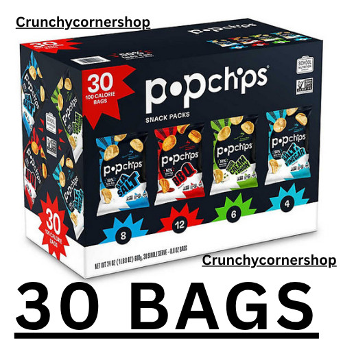 30 PACK Popchips Variety Box (0.8 oz Bags) FRESH&FAST SHIPPING!