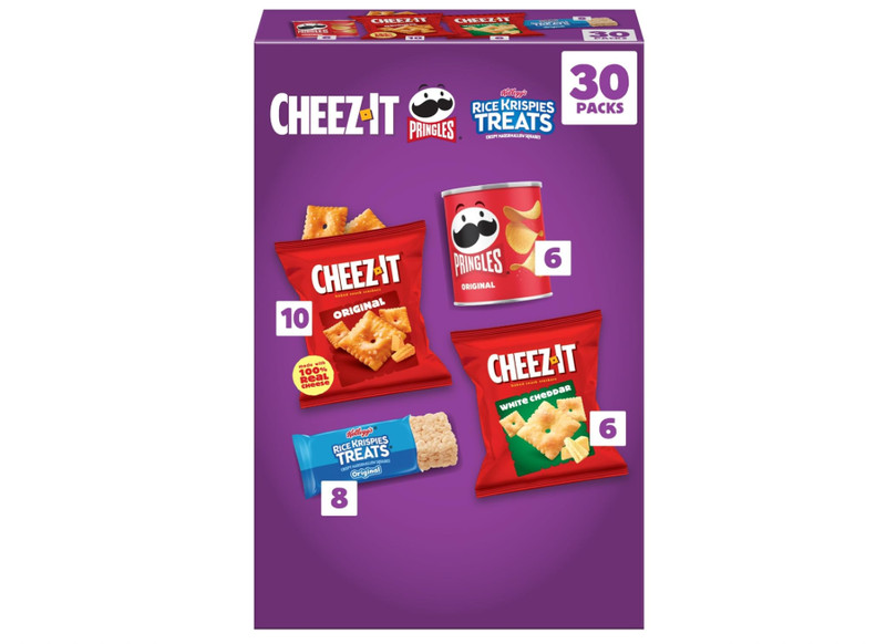 Kellogg’s Cheez-It, Pringles & Rice Krispies Treats Snacks Mega Variety Pack, 30