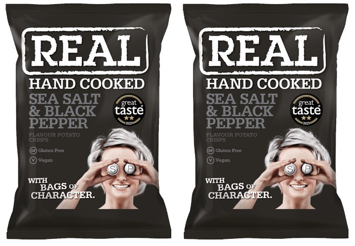 2 REAL Hand Cooked SEA SALT & BLACK PEPPER Flavor Potato Chips 150g 5.3oz