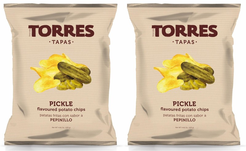 2 TORRES PICKLE Flavor Premium Potato Chips from Spain 125g 4.41oz