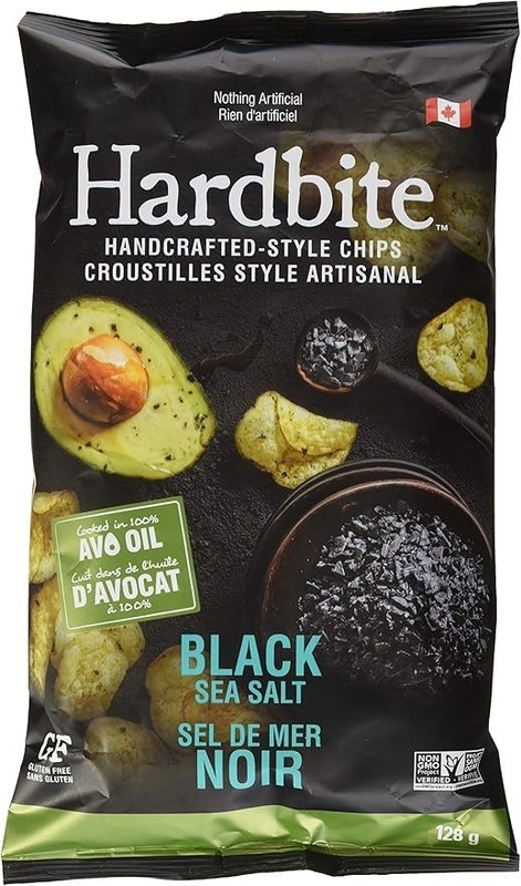 Hardbite Black Sea Salt baked in Avocado Oil Chips, 128g -FREE SHIPPING