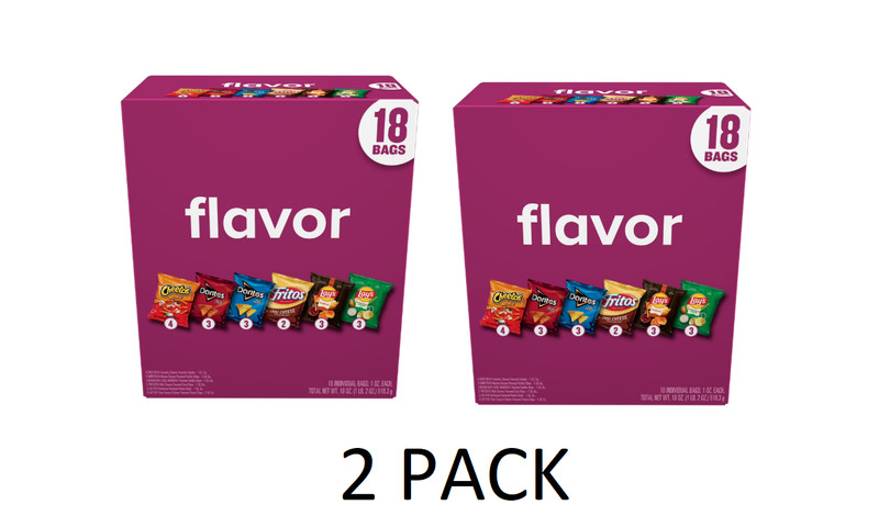 2 PACK Frito Lay Flavor Mix Chips Variety Pack, 1 oz, 18 Count