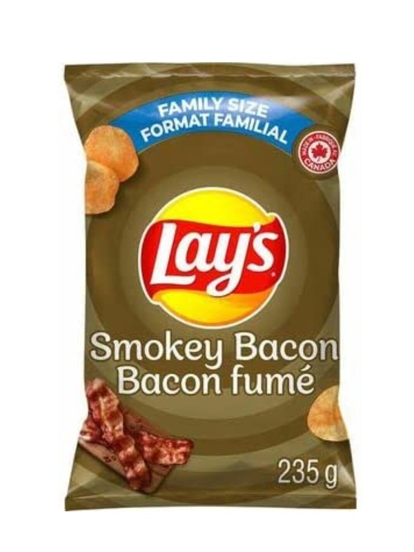 24 Bags of LAY’S Smokey Bacon Flavored Chips 235 g Each,Canada Free Shipping