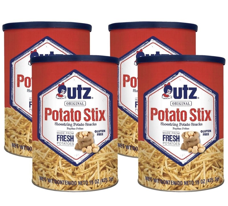 Utz-Potato Stix Original-15 Oz Canister Shoestring Potato Sticks Pack of 4
