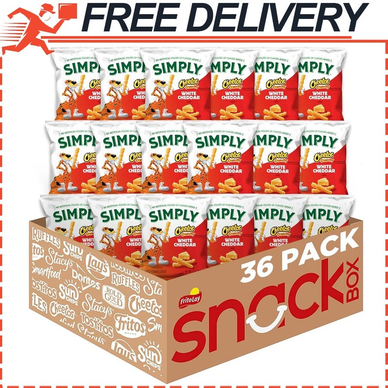 Simply, Cheetos Crunchy White Cheddar, No Preservatives 0.875 Ounce Pack of 36