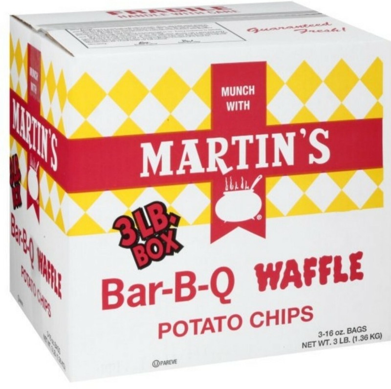Martin’s BBQ Waffle Potato Chips 3 lb Value Size Box Barbecue Barbeque Bar-B-Q