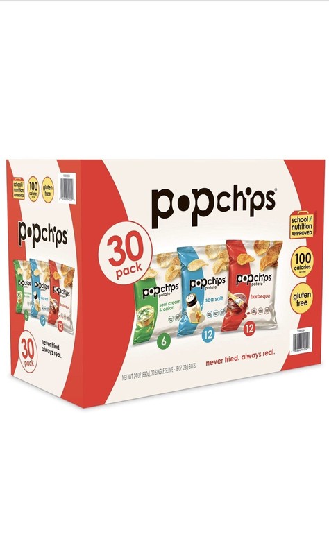 Popchips Potato Chips, 3 Flavor Variety Pack, 0.8 Ounce (Pack of 30