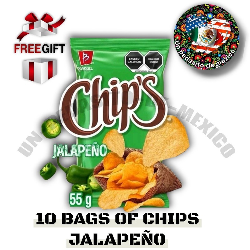 MEXICAN SABRITAS CHIPS BARCEL JALAPEÑO 10 BAGS (With Free Small Gift)
