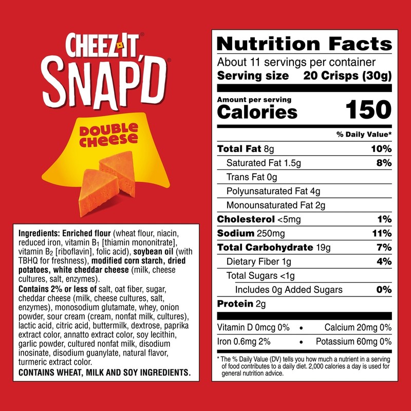 Cheez-It Snap'd Double Cheese Cracker Chips, Thin Crisps, 12 oz gallery