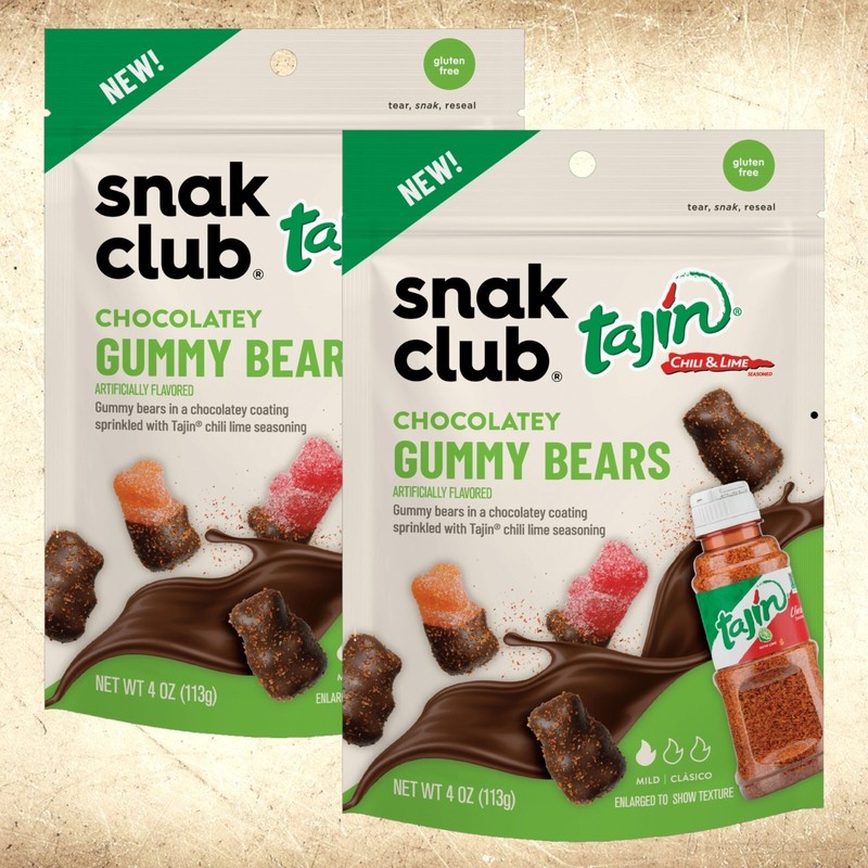 Snak Club CHOCOLATEY Gummy BEARS Tajin Chili Lime Seasoned 4Oz 2 Bags MILD
