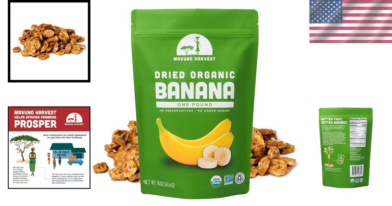 Tropical Organic Dried Banana Chips - Healthy 16oz Snack, Non-GMO & Gluten-Free gallery