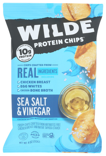 Wilde Snacks Chips Protein Sea Salt Vinegar 4 Oz (Pack of 12)