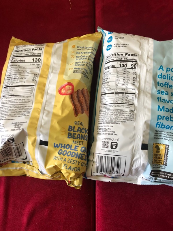2 Bags of Fiber Chips - 1 Sun Chips Fiber - 1 Smartfood Fiber Pop gallery