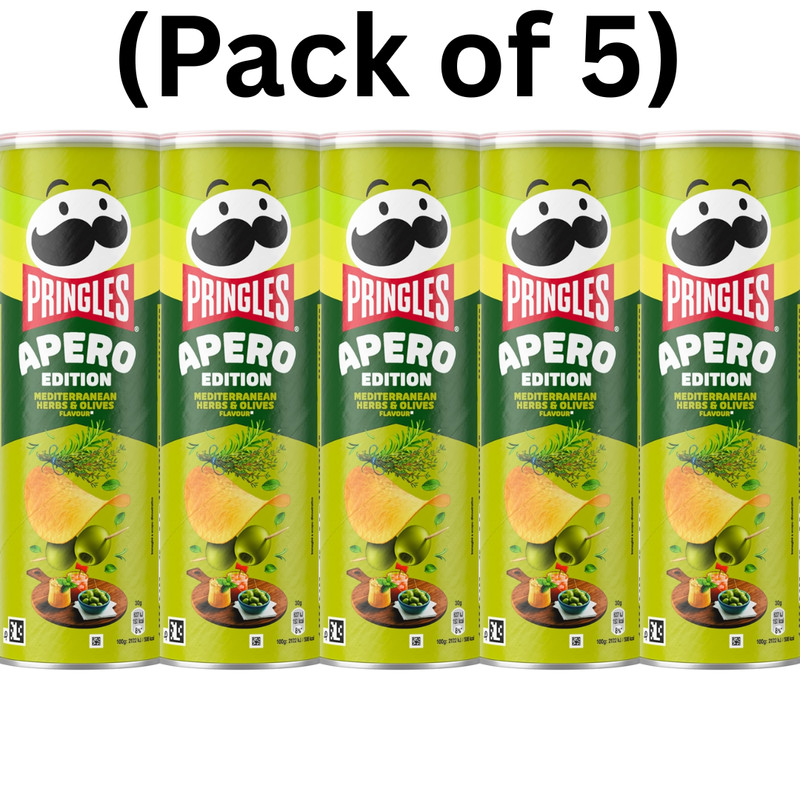 Pringles Mediterranean Herbs Potato Crisps 165g Savory Snack (Pack Of 5)