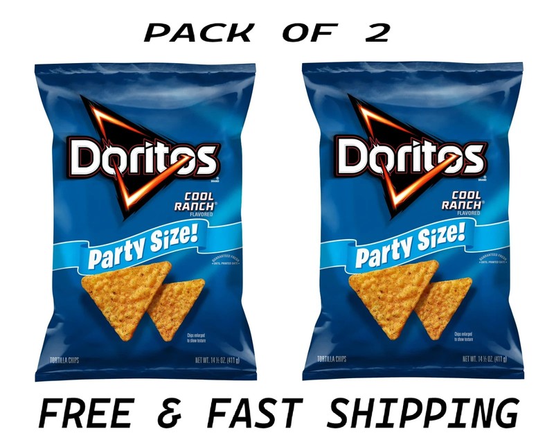 Doritos Cool Ranch Tortilla Snack Chips,Party Size, 14.05 oz Bag (2 PACK)