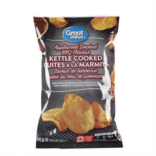 Great Value Applewood Smoked BBQ Chips 180g/6.3 oz – FREE SHIPPING