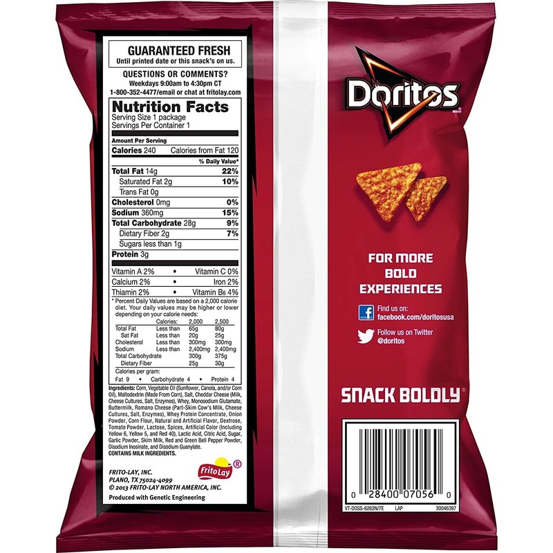 Doritos Nacho Cheese Tortilla Chips Pack of 64 1.75 Ounce Bags 112 Ounces gallery