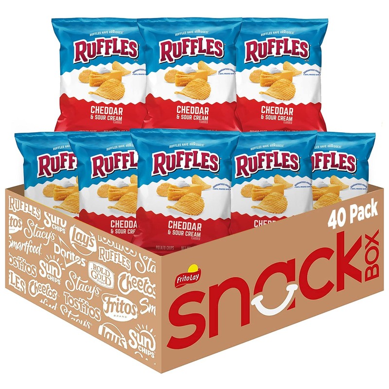 Ruffles Potato Chips, Cheddar Sour Cream, 1oz (40 Count) 40 Ounce (Pack of 1)