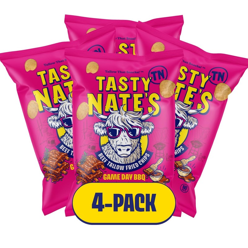 Tasty Nate’s Beef Tallow Potato Chips Game Day BBQ Flavor Kettle Chips Fried... gallery