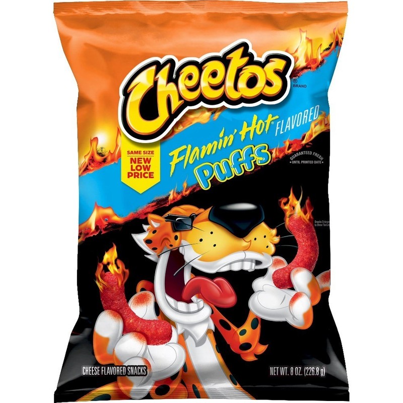 Puffs Flamin’ Hot Cheese Flavored Snacks, 8 oz (Packaging may vary)
