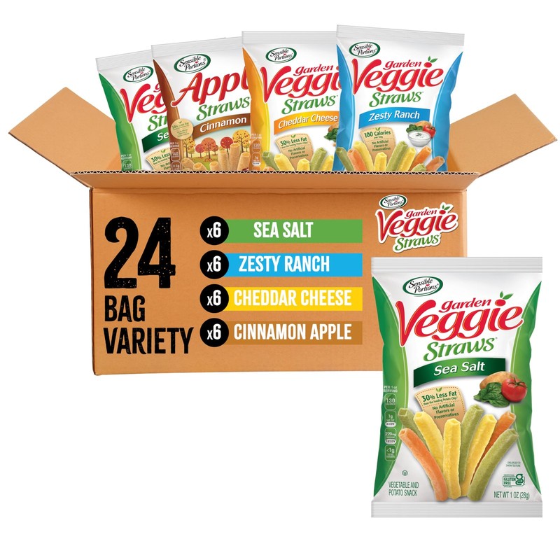 Sensible Portions Veggie Straws Garden Snacks Variety Pack, Sea Salt, Ranch,…