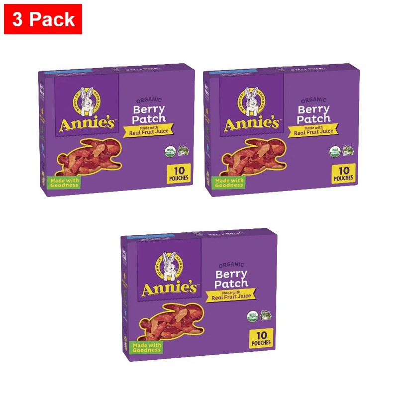 Annies Organic Berry Patch Bunny Fruit Flavored Snacks,10 Pouches,7 Oz-3 Pack