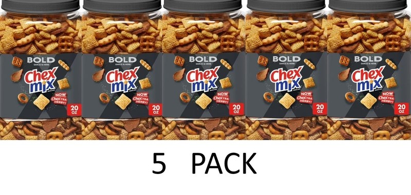 Chex Mix BOLD Garlic & Herb 20 oz Tub – 5 PACK