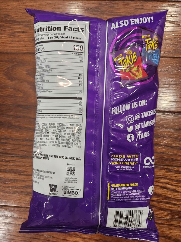TAKIS FUEGO TORTILLA CHIPS HOT CHILI PEPPER & LIME NET WT 9.9 OZ 09/2024 gallery