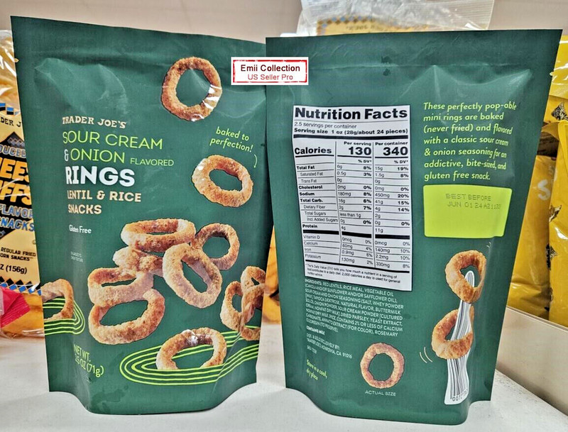 Trader Joe's Sour Cream & Onion Flavored Rings Lentile & Rice Snacks (2 Bags) gallery