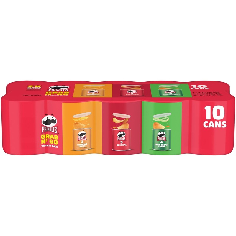 Pringles Potato Crisps Chips, Lunch Snacks, 1 Count (Pack of 1), 10 Cans
