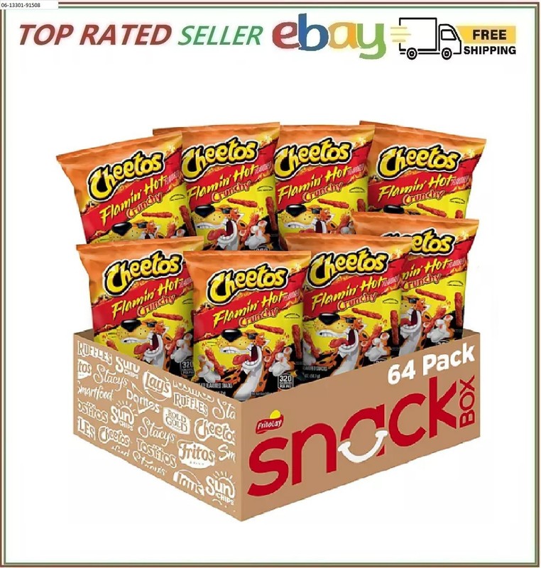 Cheetos Flamin’ Hot Crunchy Cheese Snacks, 2 oz., 64 pk.