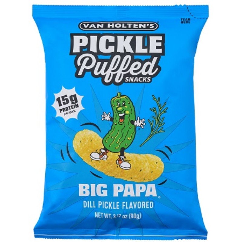 2x Van Holten’s Pickle Puffs Big Papa Dill Pickle Snack Snack Chips Bulk 3.17oz