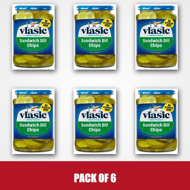 Pack of 6 – Vlasic Sandwich Dill Pickle Chips, Keto Friendly, 24 fl. oz.