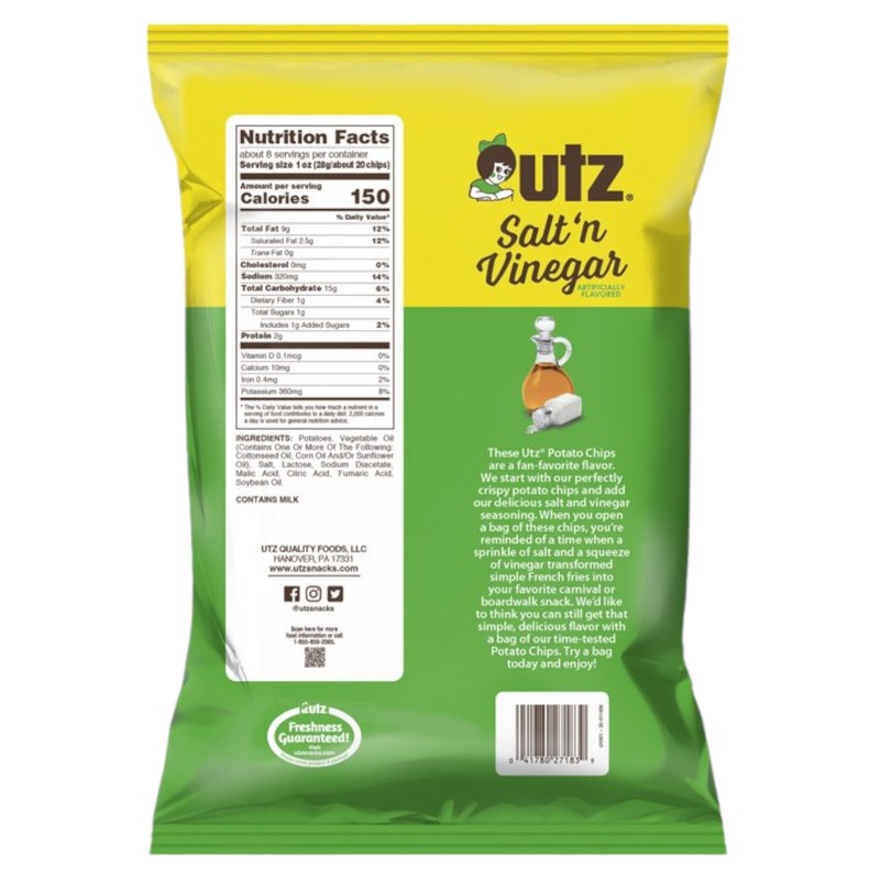 UTZ Salt in Vinegar Potato Chips 7.75oz Gluten-Free Snacks gallery