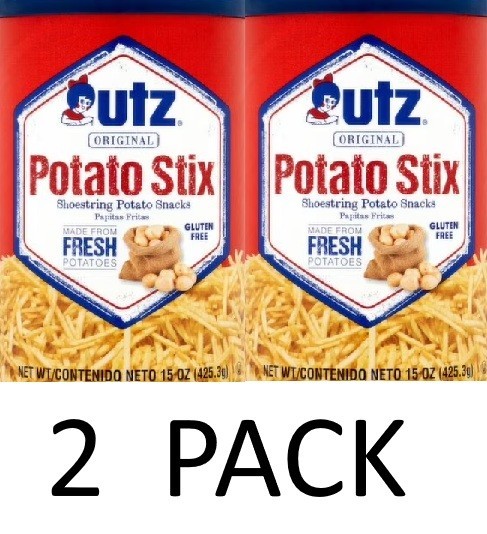UTZ Original Shoestring Potato Stix Snacks Gluten Free 15 oz Tin – 2 PACK