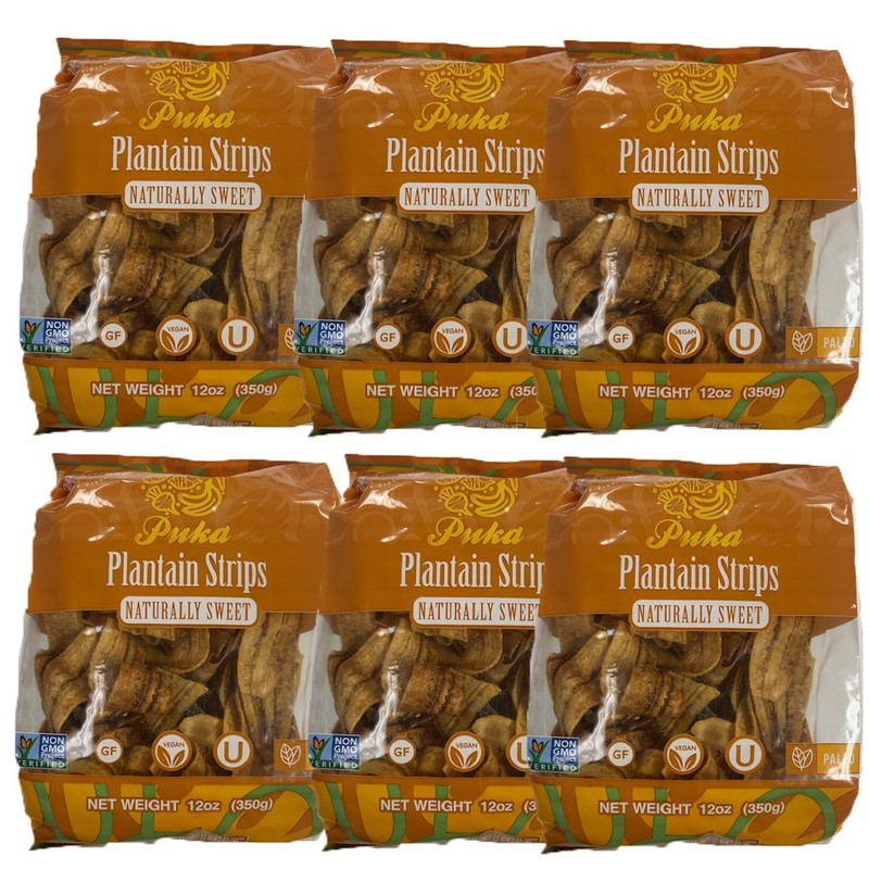 Puka Plantain Chips Naturally Sweet Ripe 12 Oz (Pack of 6)