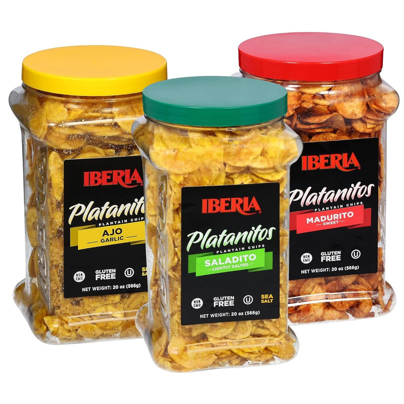 Iberia Plantain Chips Variety Bundle, Salted Garlic Maduritos 20oz 3 Pack gallery
