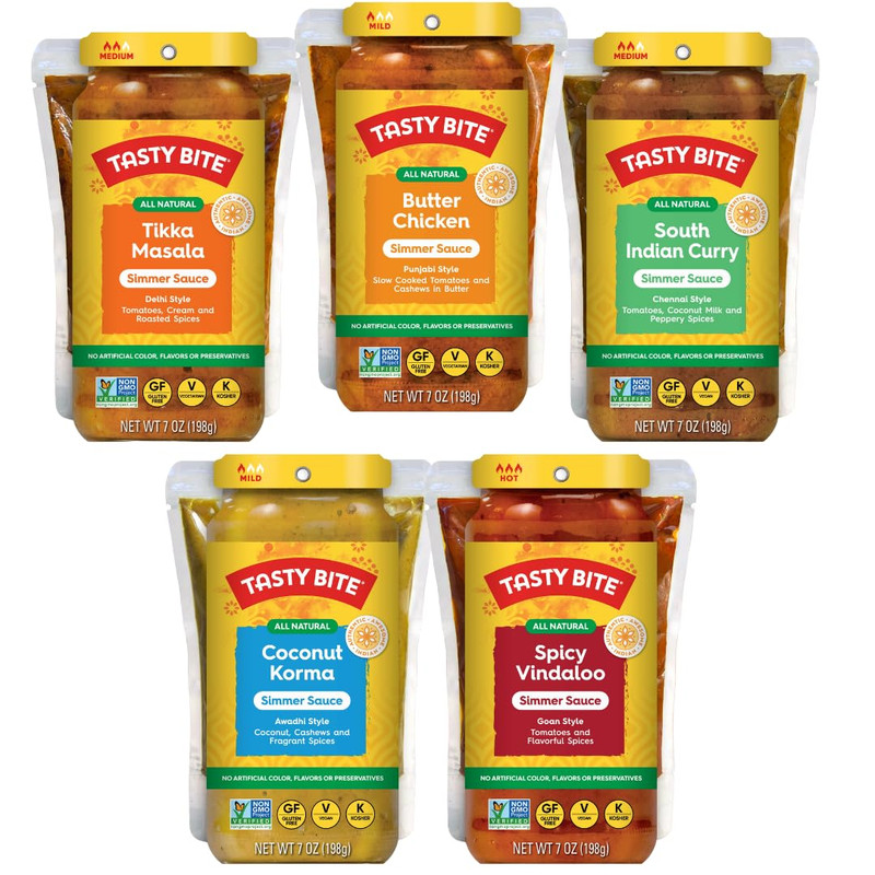 Tasty Bite Sauces Variety, Pack of 5, Butter Chicken, Tikka Masala, Coconut Korm