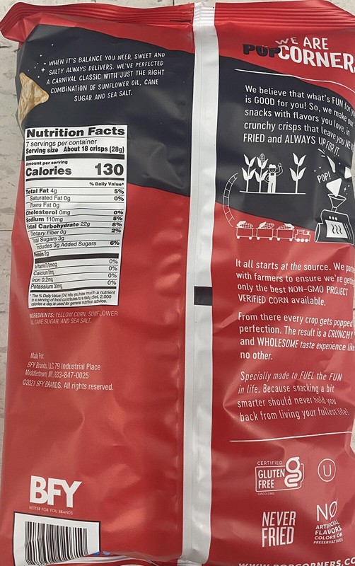 5x Popcorners KETTLE CORN Popped Corn Crisps Snacks 7 oz Bag - 5 PACK gallery