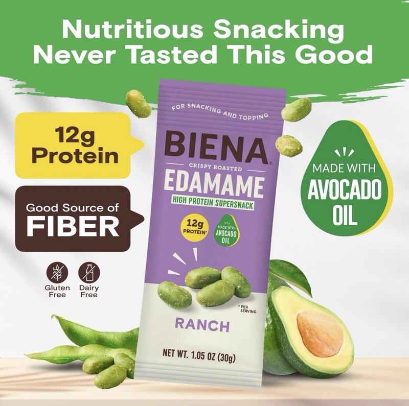 Biena Crispy Roasted Edamame Beans Snack – High Protein Low 10-Pack, Ranch gallery