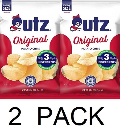 UTZ FAMILY SIZE Original Snack Potato Chips 8 oz Bag – 2 PACK