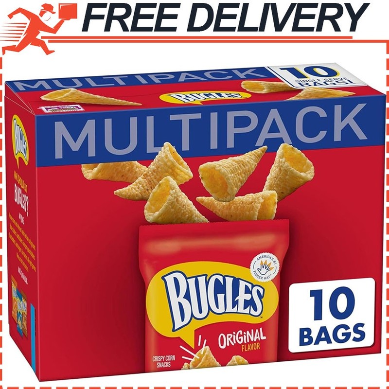 Bugles Original Crispy Corn Snacks, Snack Bags Multipack, 10 Ct, 8.75 oz