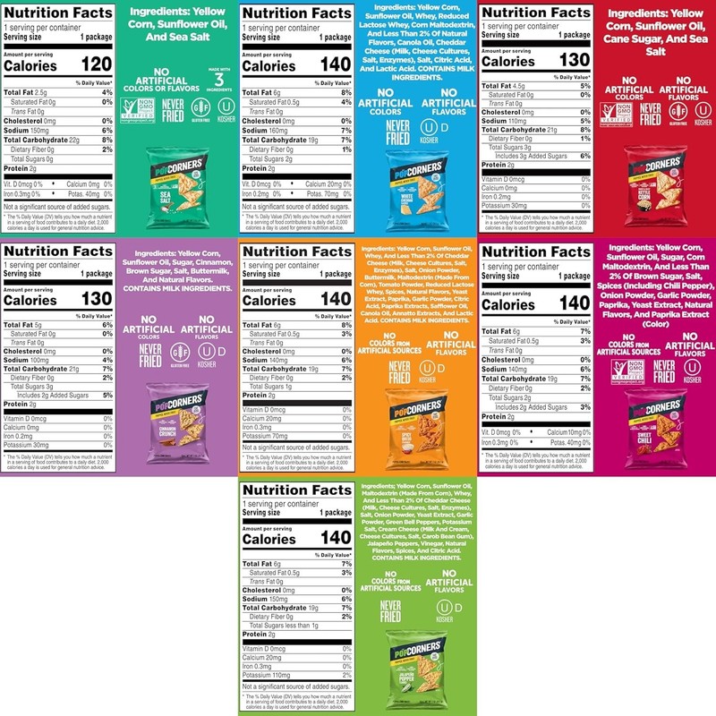 Gourmet 7 Flavor Variety Pack - Gluten Free Popped Corn Chips (20 x 1oz) gallery