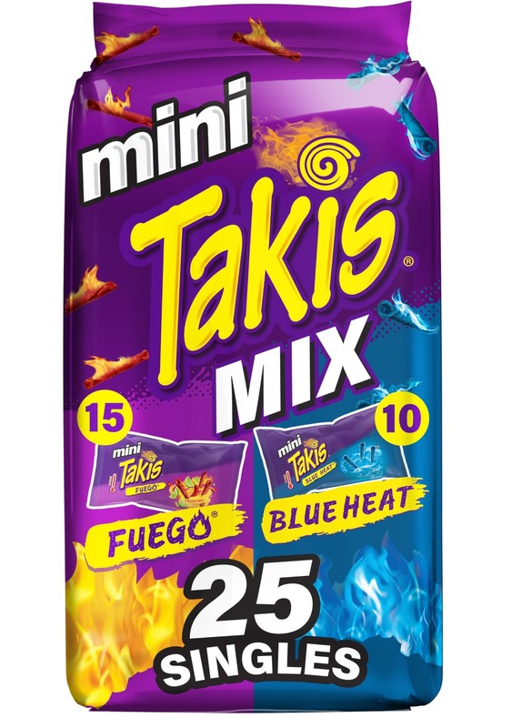 Takis Mini 25 pc / 1.23 oz Bite Size Variety Pack, Assorted Flavored Mixed Ro...