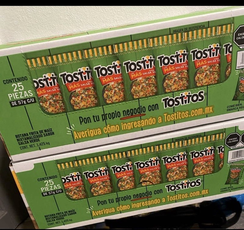 Caja Con 25 Bolsas De Tostitos Verdes Traída De Mexico 🇲🇽