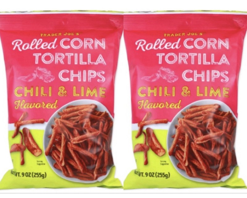 2 Packs Trader Joe’s Rolled Corn Tortilla Chips Chili & Lime Flavored 9 oz Each